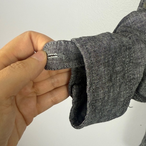Silver Jeans Co. Emma-Boyfriend Fit Linen Blend Charcoal Long Sleeve XS Blouse - Picture 7 of 12